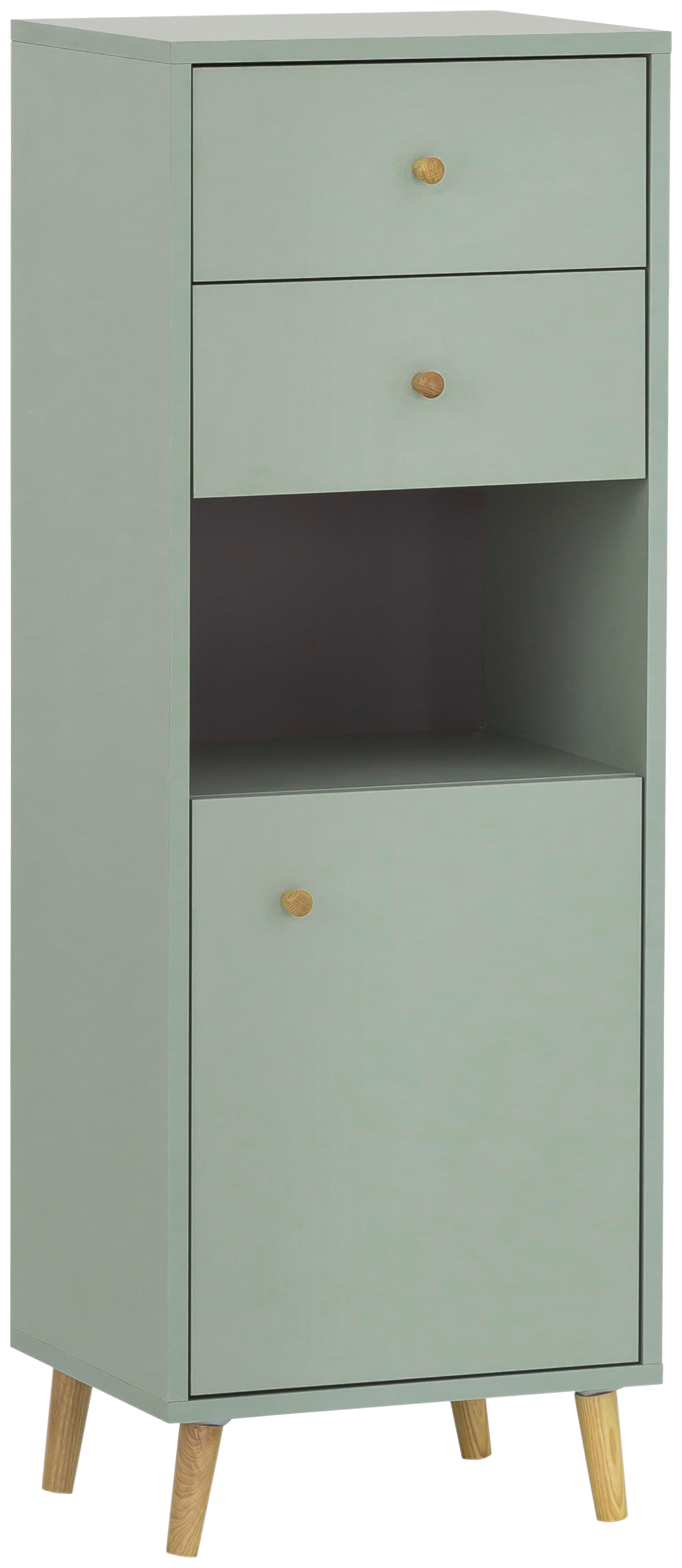 Visoka Komoda Bjarne, Zelena - zelena, Moderno, leseni material/les (40,3/113,4/33,1cm) - Stylife