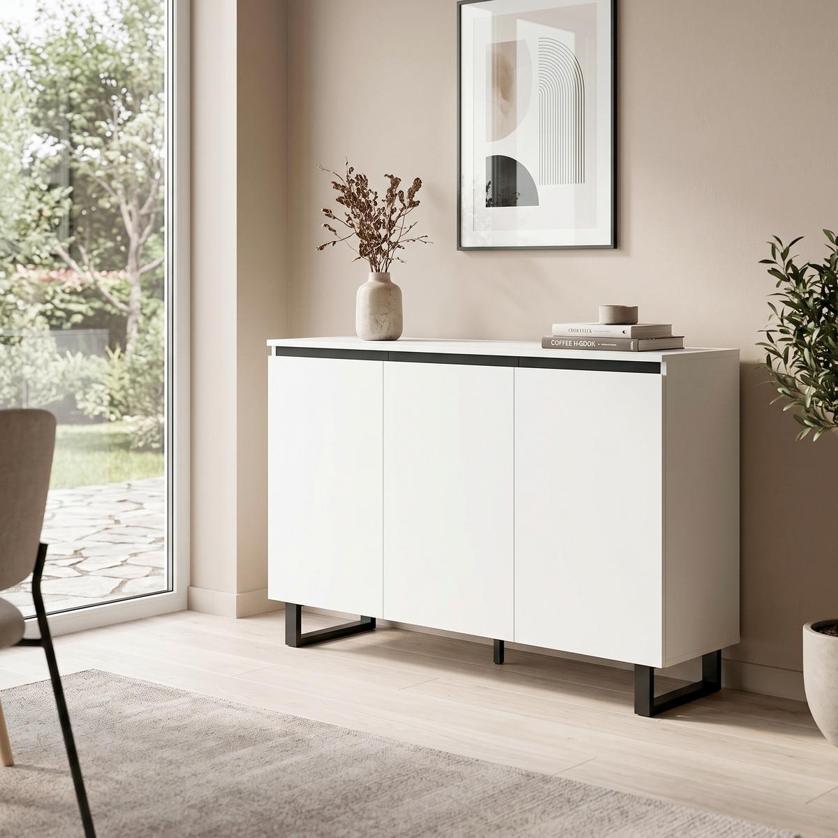 Tálalószekrény Tomasa - fehér, Design, faalapú anyag (120/84/36cm) - Livetastic