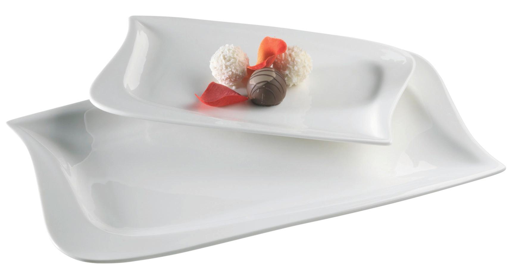 PLATTE La Musica 2-tlg. Weiß - Weiß, Basics, Keramik (38,5/23,9/7cm) - Mäser