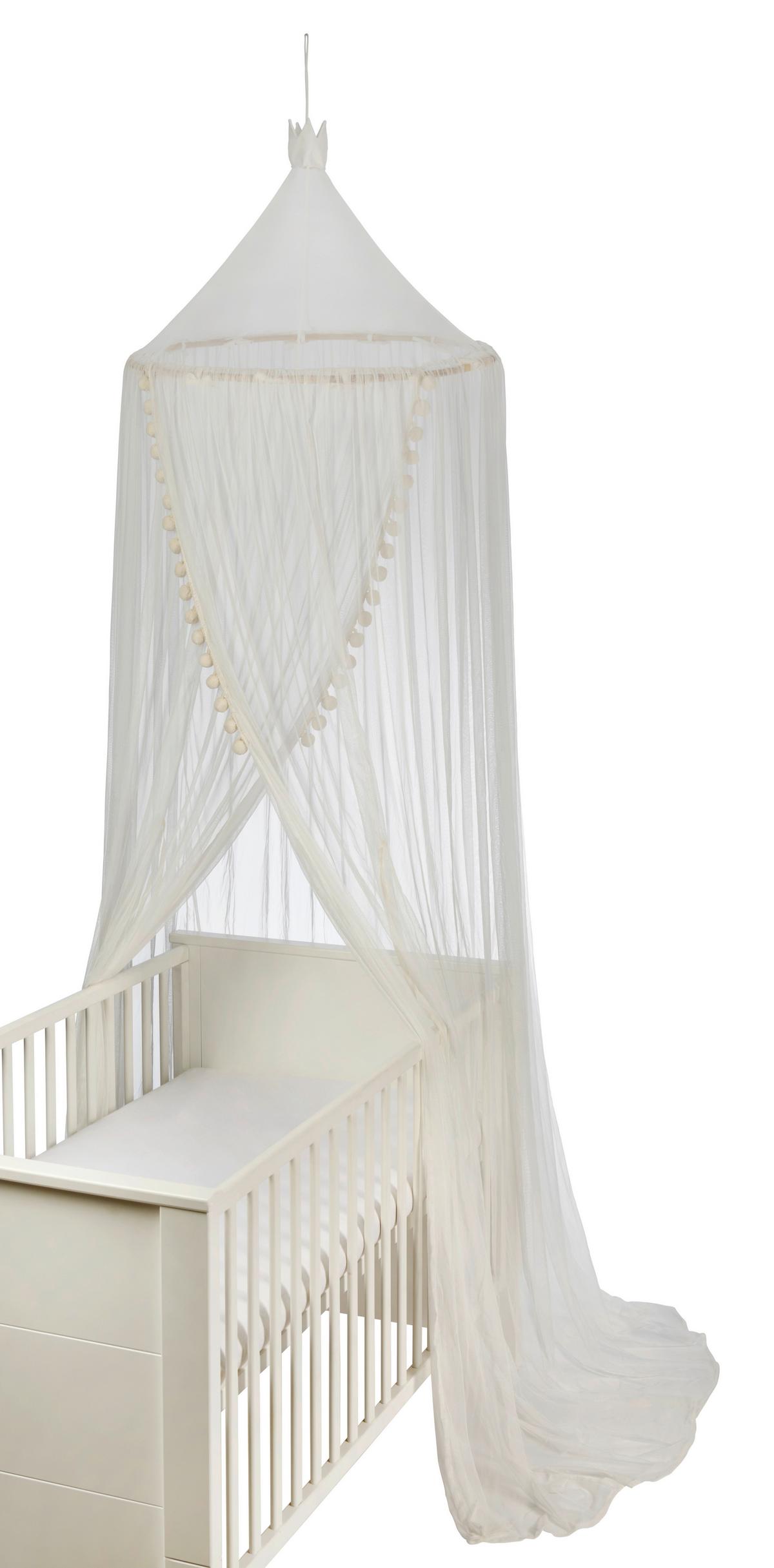 BALDACHIM NAD ŁÓŻKO ROMANTIK - biały, Basics, tkanina (71/235cm) - Patinio