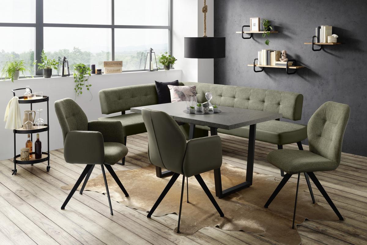 Eckbank in Grün ca. 170x220cm - Dunkelgrau/Schwarz, MODERN, Textil/Metall (170/220cm) - Premium Living