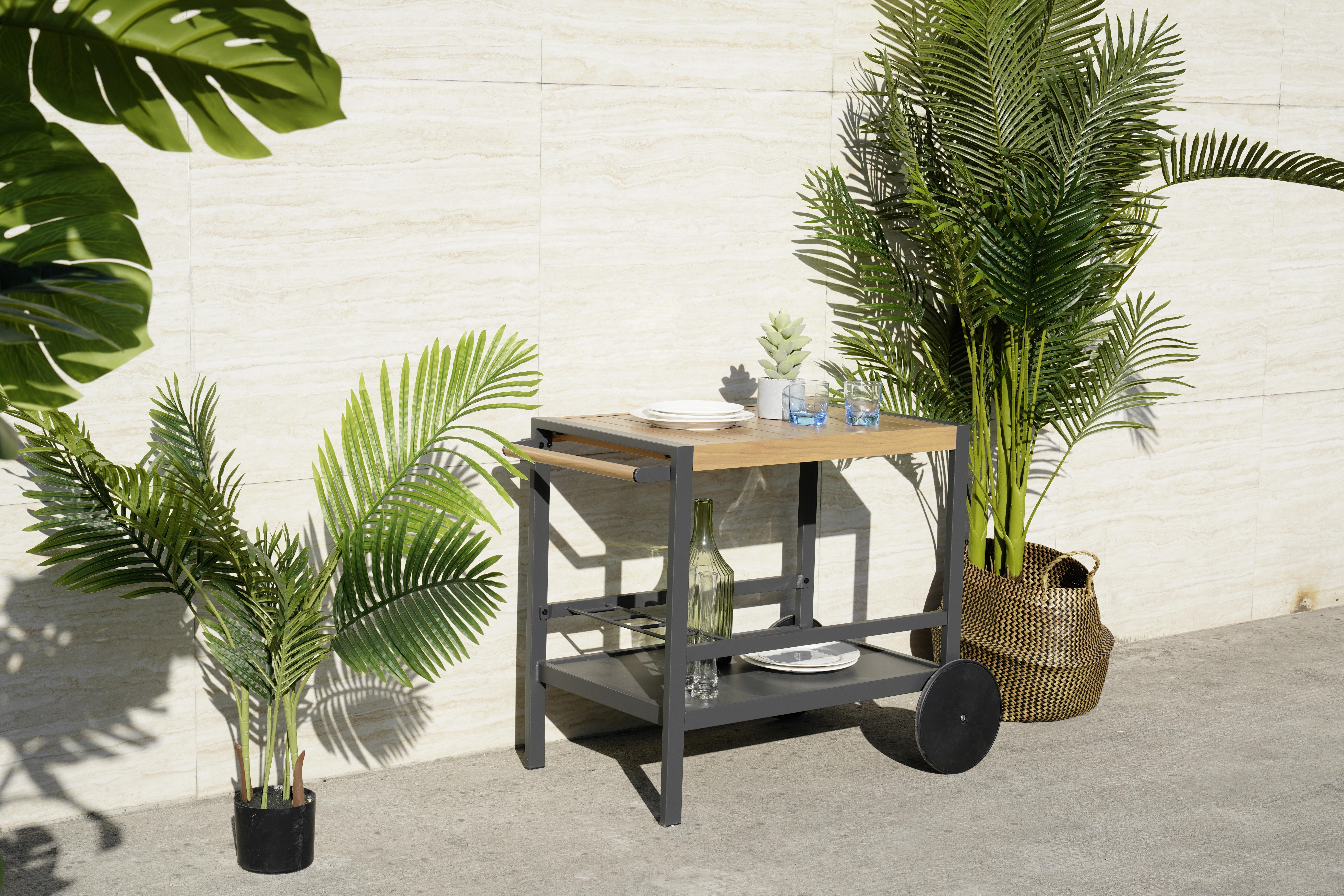 Servierwagen Mirja in Anthrazit/Natur/Schwarz - Anthrazit/Schwarz, Modern, Kunststoff/Metall (57,5/75/89cm) - Modern Living