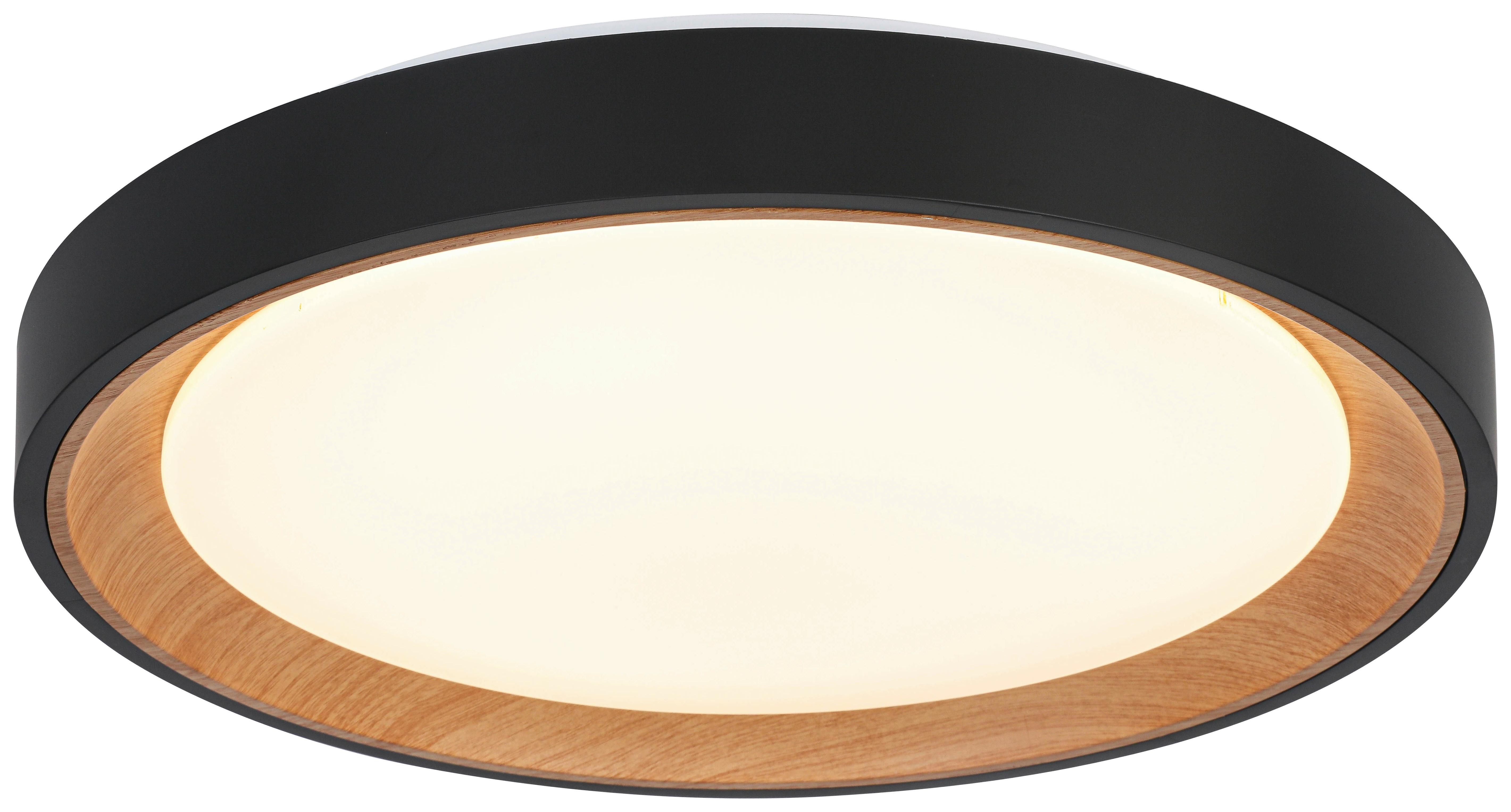 LAMPA SUFITOWA TINA - kolor dębowy/czarny, Trend, tworzywo sztuczne/metal (40/7cm) - Novel