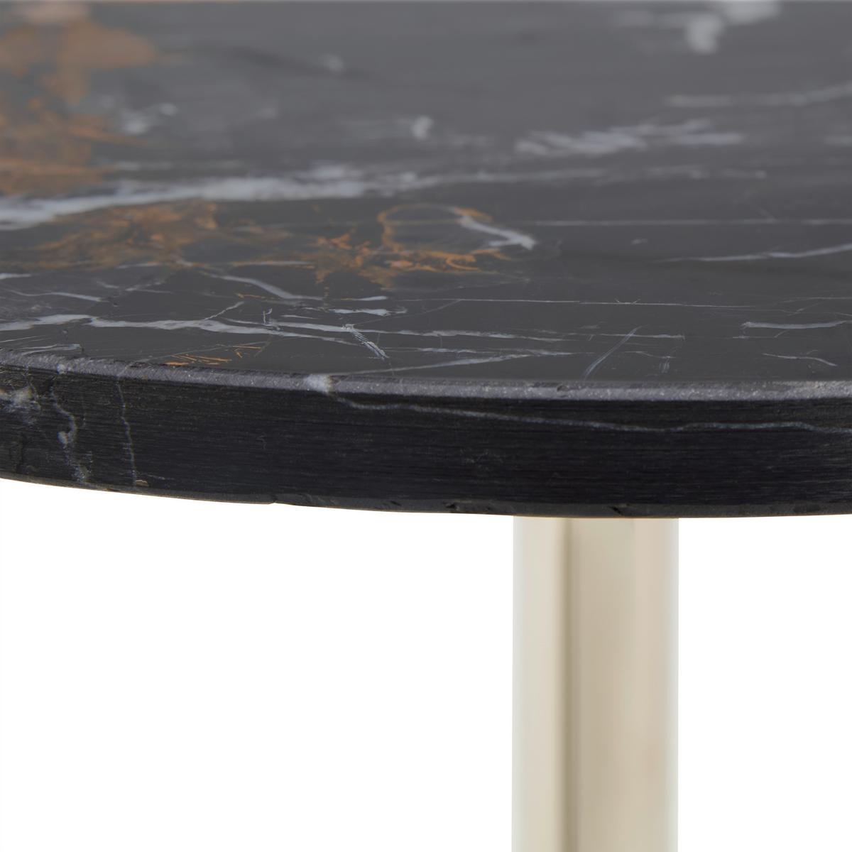 Beistelltisch Elian -Trend- - Chromfarben/Schwarzbraun, Modern, Stein/Metall (40/40/45cm) - Mömax