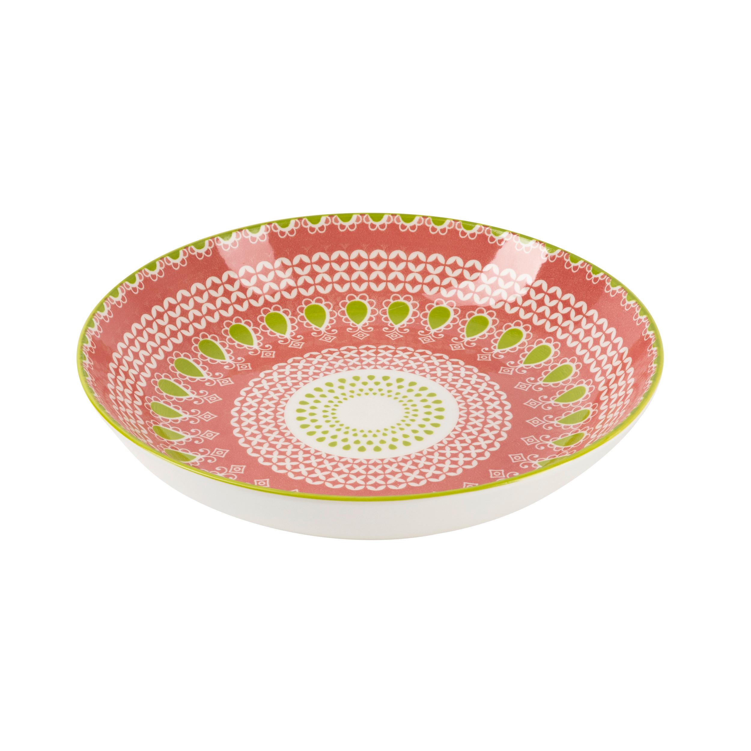 Suppenteller Maja in Grün/Rot - Rot/Grün, LIFESTYLE, Keramik (21/4cm) - Modern Living