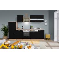 Küchenblock Merle mit Geäten ca. 280 cm Schwarz - Eichefarben/Schwarz, Basics, Holzwerkstoff/Metall (280cm) - Respekta