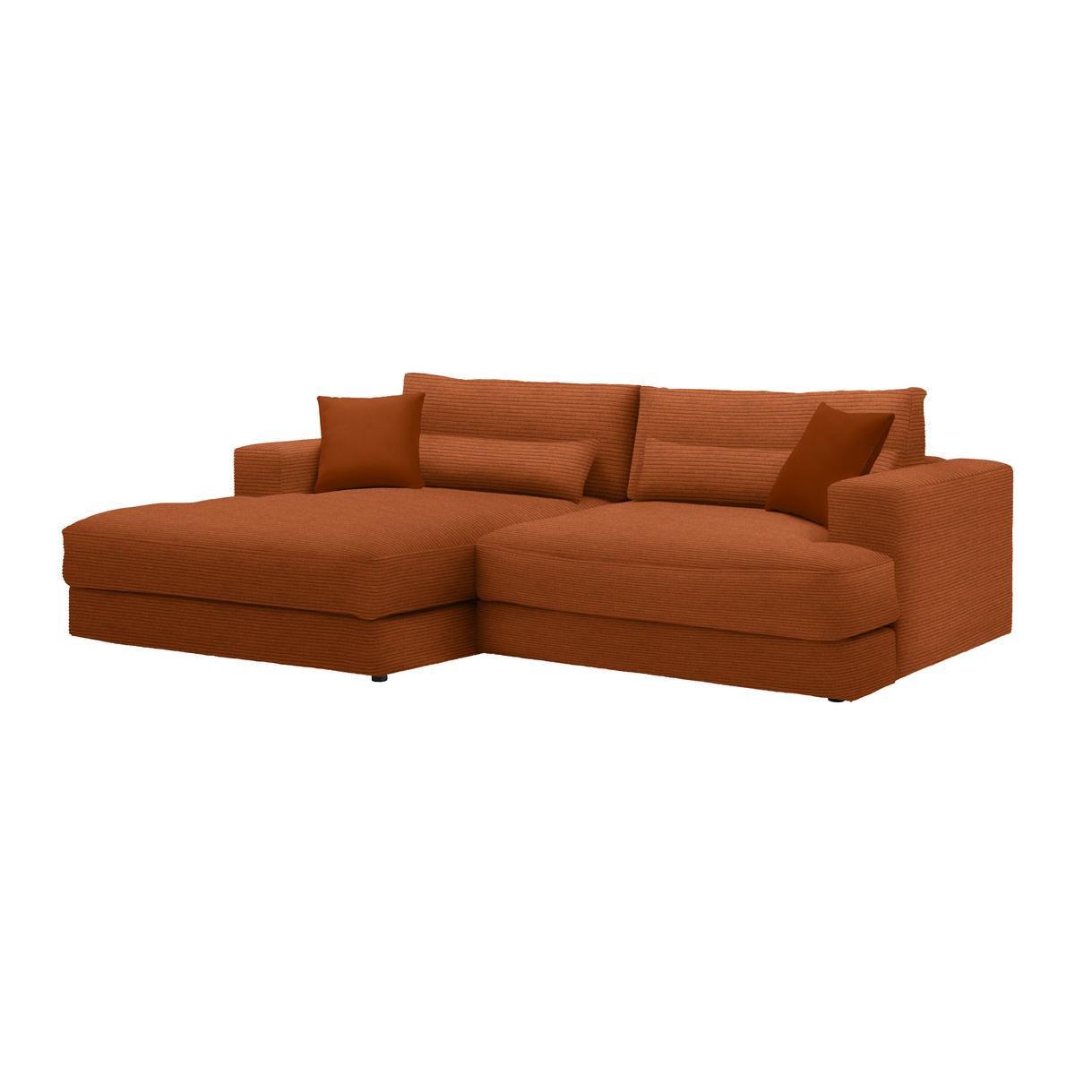 Ecksofa Fabiona links Rostfarben - Rostfarben/Schwarz, MODERN, Holz/Kunststoff (194/85/268cm) - Premium Living