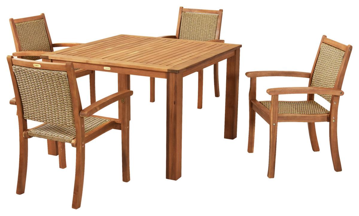 Vrtni Set Castilla, Akacija, 5-Delni - naravne barve, Moderno, umetna masa/les - Gardenson