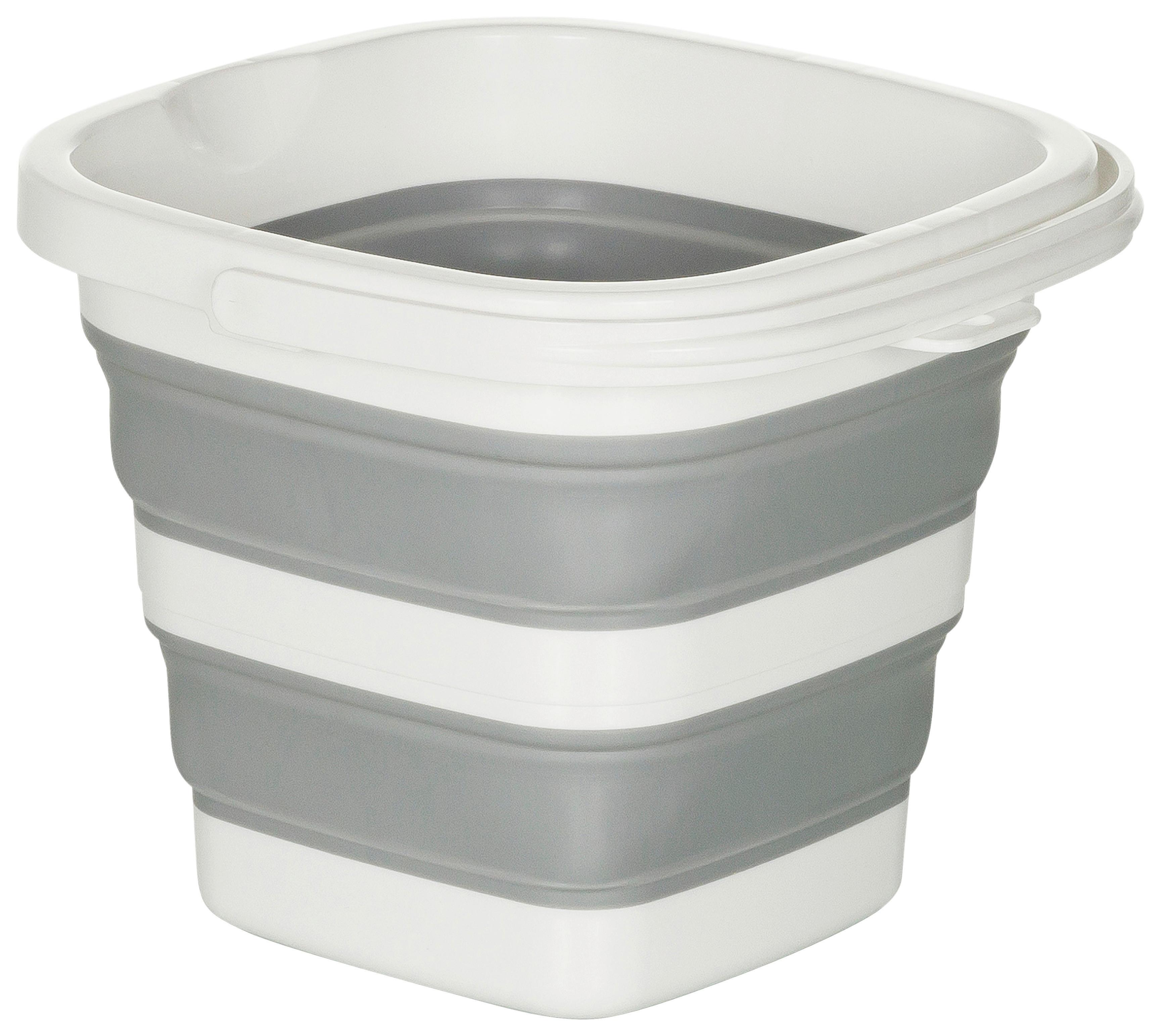 Vedro Clean, Zložljiva, 5 L, Siva, Bela - siva/bela, Basics, umetna masa (23/20/23cm) - MID.YOU
