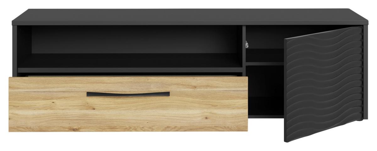 Tv-element Karlshamn - črna/barve hrasta, Moderno, kovina/leseni material (164,2/47,2/42cm) - Mömax