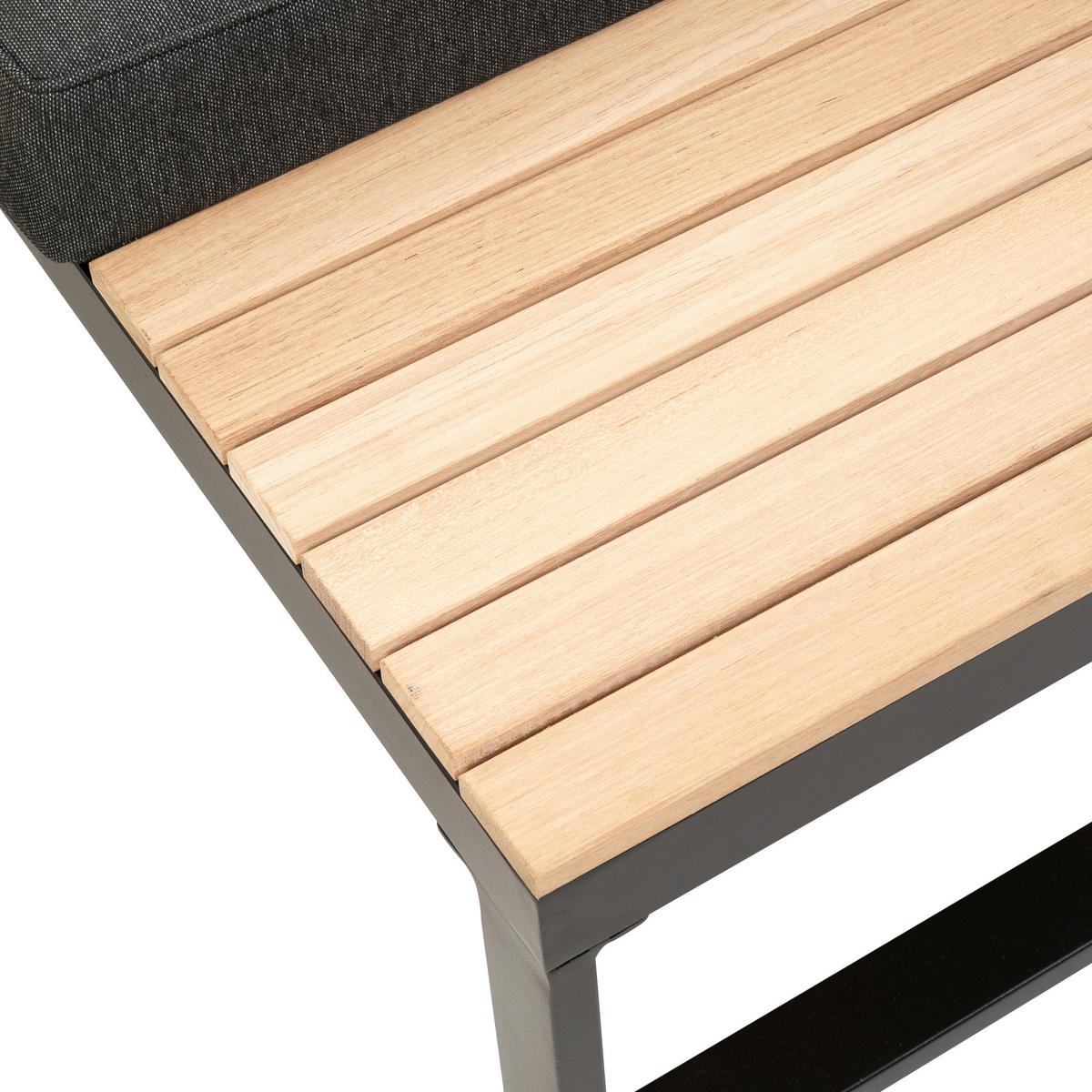 Loungegarnitur 3-tlg Rio Echtholz/Metall mit Kissen - Anthrazit/Braun, MODERN, Holz/Textil (178/68/228,5cm) - Gardenson