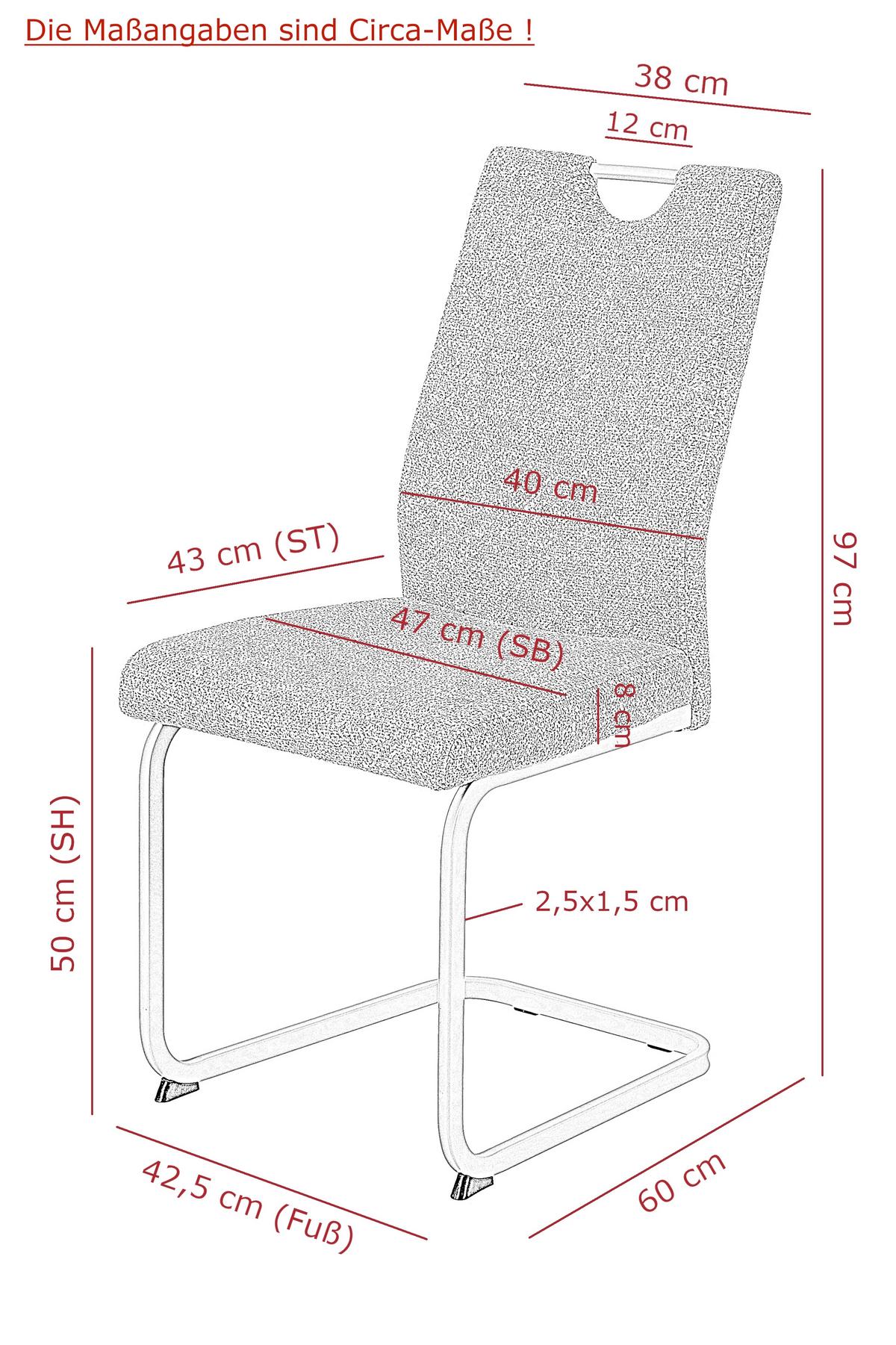 SCHWINGSTUHL-SET TIVOLI S 4ER-SET - Beige/Creme, MODERN, Textil/Metall (45/98/59cm) - MID.YOU