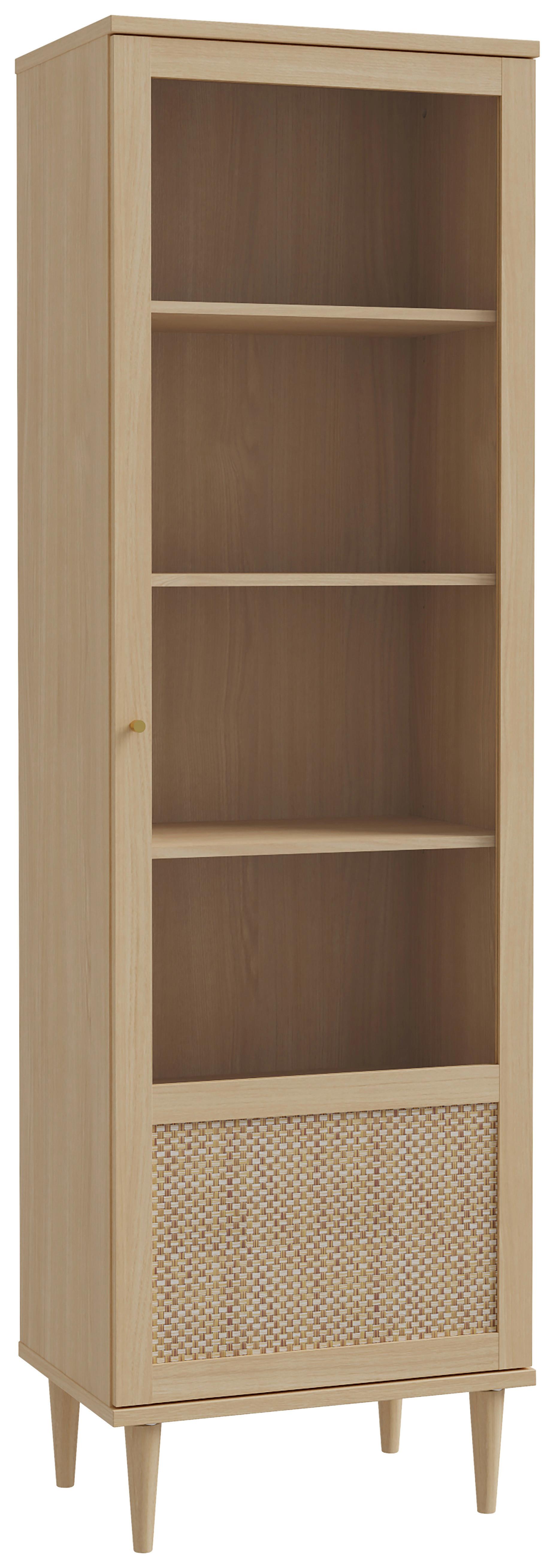 Vitrine Calasetta Eichefarben/Beige - Eichefarben/Beige, Natur, Glas/Holzwerkstoff (60,4/198,5/41,4cm) - Premium Living
