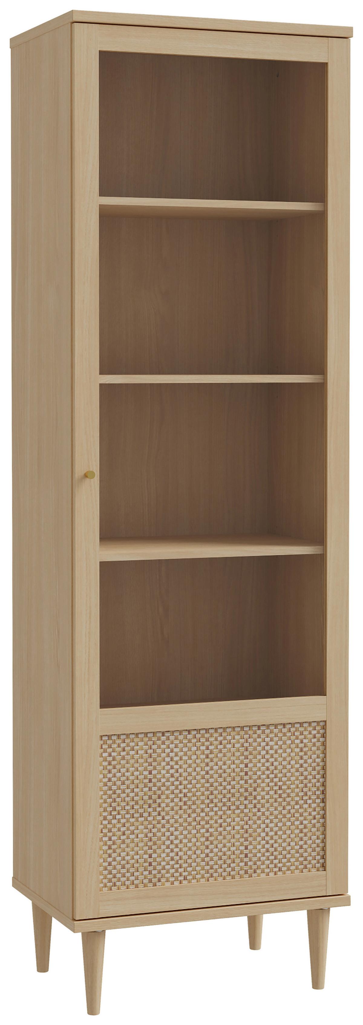 Vitrine Calasetta Eichefarben/Beige - Eichefarben/Beige, Natur, Glas/Holzwerkstoff (60,4/198,5/41,4cm) - Premium Living