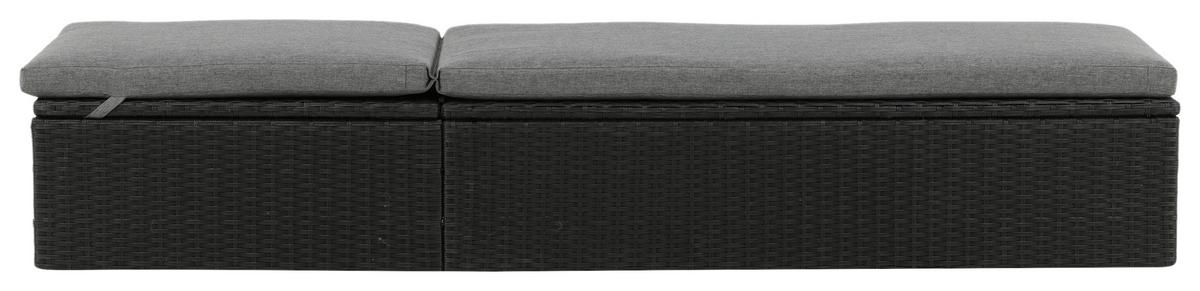 Sonnenliege Quad ca. 61x38x198 cm Schwarz - Schwarz/Grau, KONVENTIONELL, Kunststoff/Textil (60.5/37.5/198cm) - Gardenson