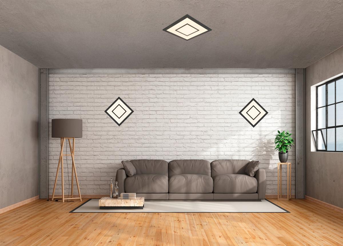 LAMPA SUFITOWA LED PREM - czarny, Modern, tworzywo sztuczne/metal (30/30/5,5cm) - Modern Living