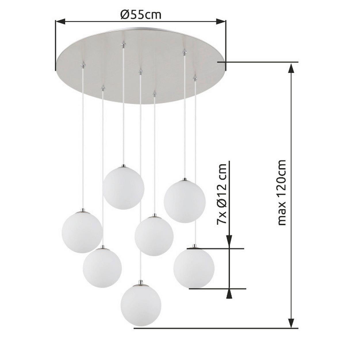LED-Hängeleuchte Opalglas max. 3,5 Watt - Schwarz/Weiß, Design, Glas/Kunststoff (55/55/120cm) - Globo