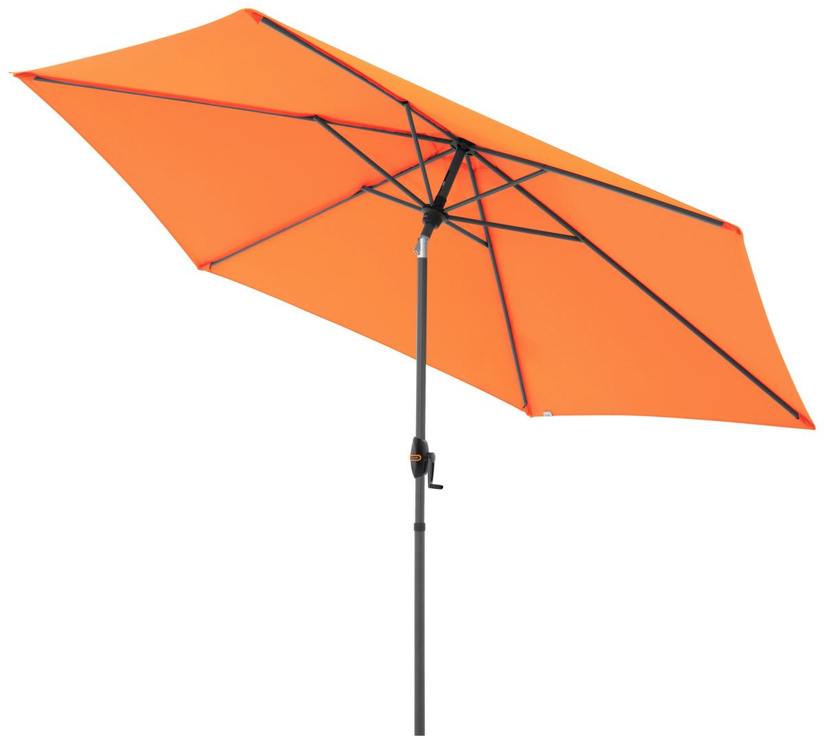 Sonnenschirm Myzone 305 Rund Auto Tilt Orange - Anthrazit/Orange, Basics, Textil/Metall (305cm) - Doppler