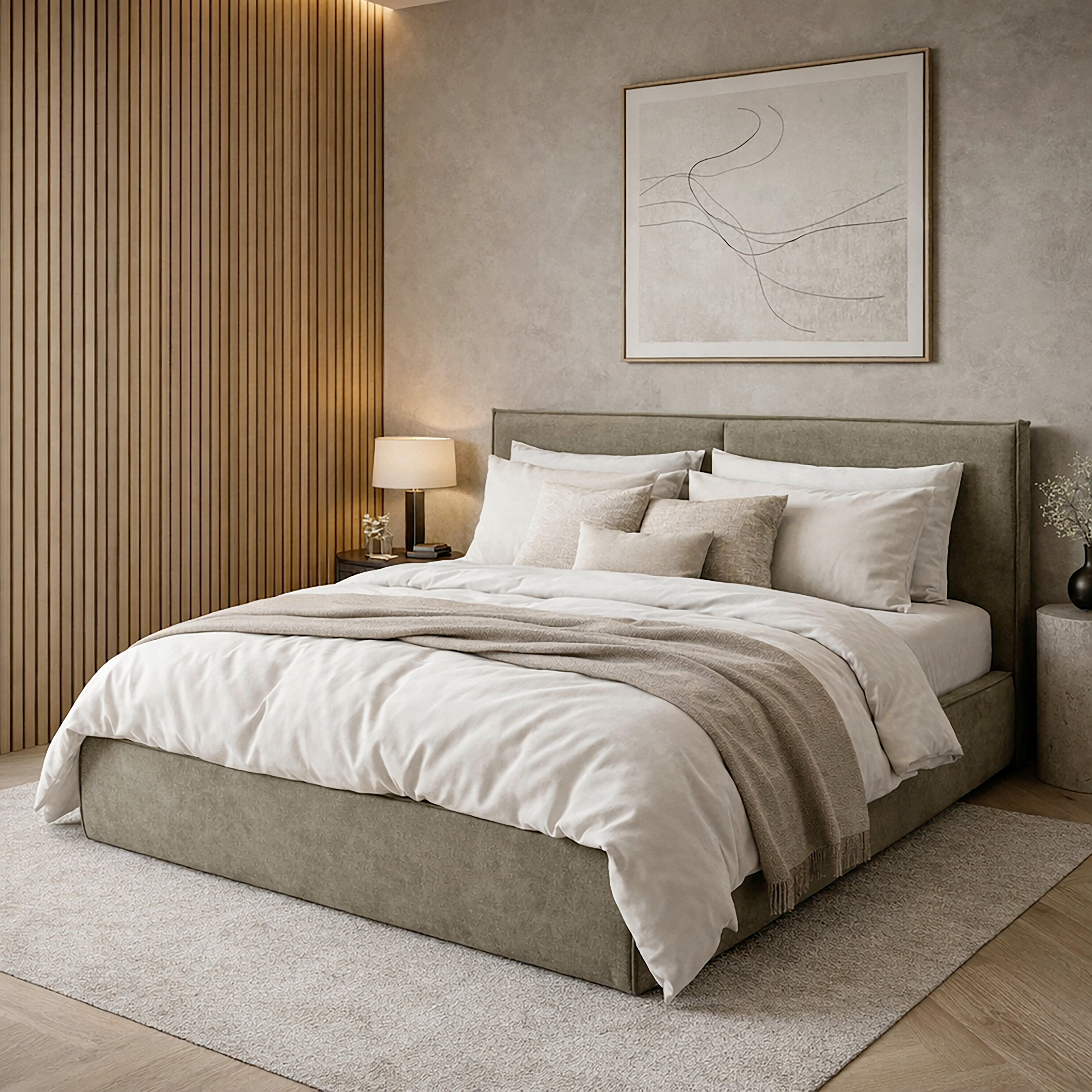 Polsterbett Serena Grün ca. 180x200 cm Stauraum - Schwarz/Grün, MODERN, Holz/Holzwerkstoff (180/200cm) - Bessagi Home