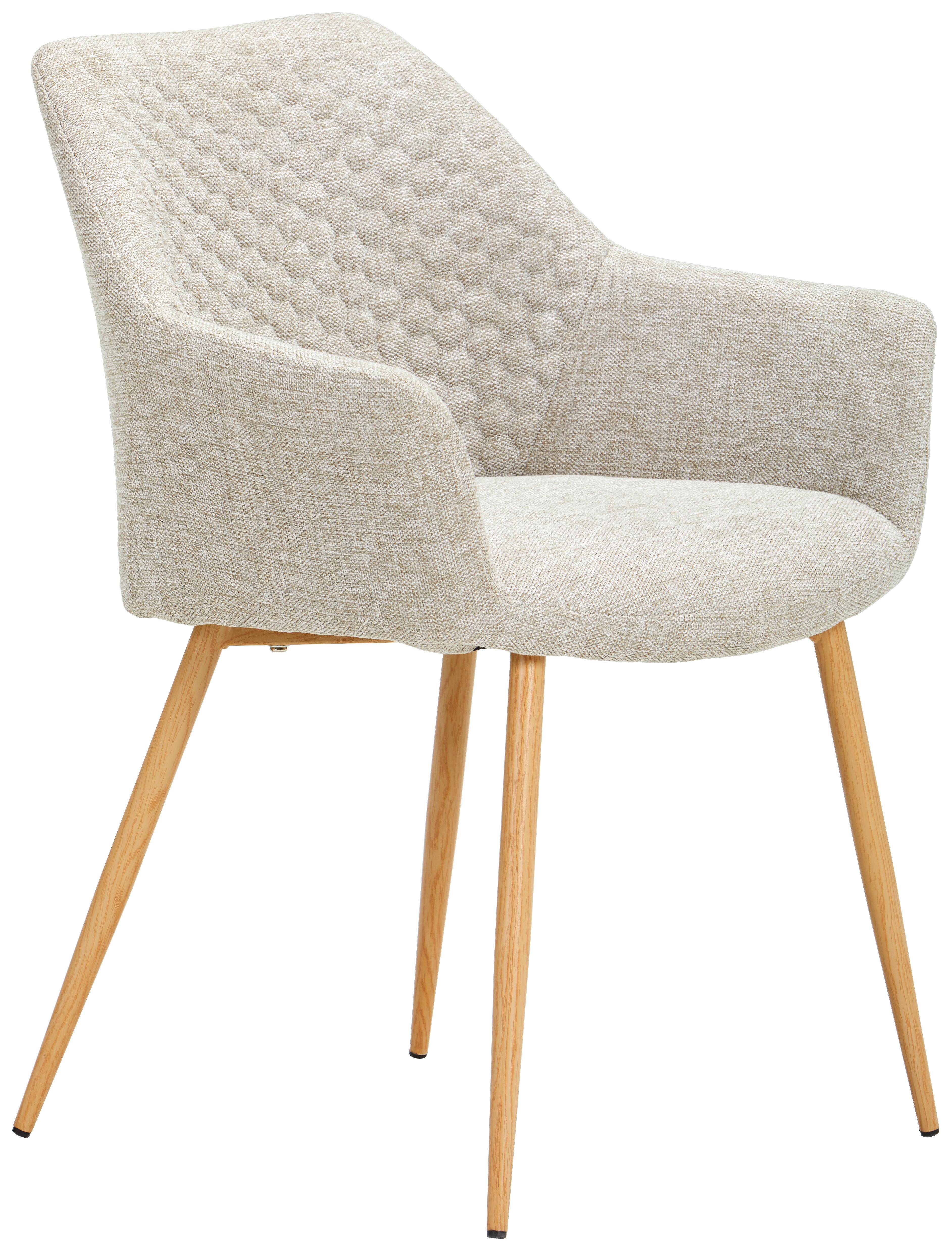 KRZESŁO Z PODŁOKIETNIKAMI LARA - beżowy/kolor dębowy, Konventionell, metal/drewno (56,5/80/58cm) - Livetastic