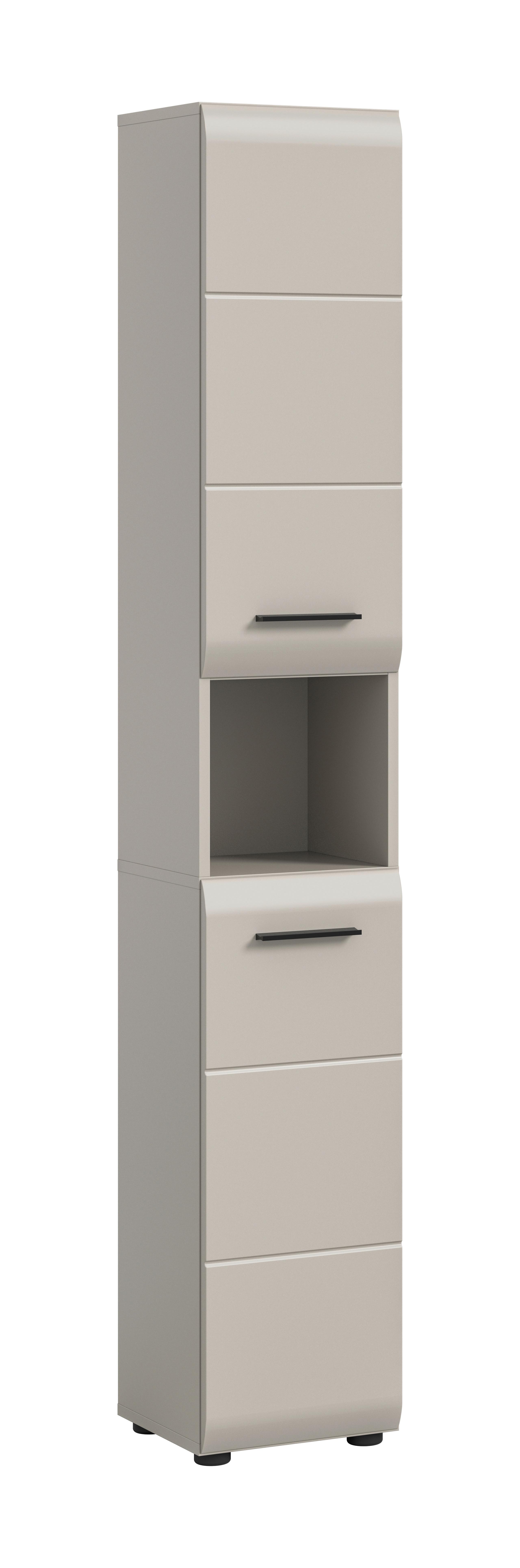 Hochschrank Ice Kaschmir - Kaschmir/Schwarz, Trend, Holzwerkstoff/Kunststoff (30/185/30cm) - MID.YOU