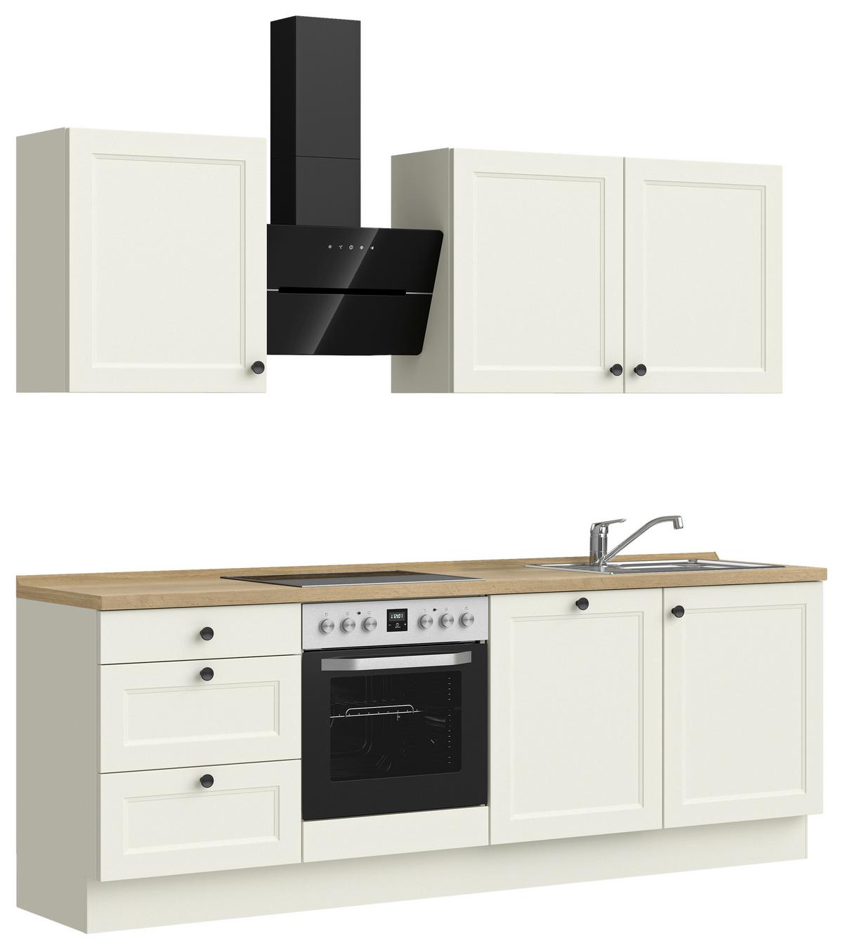 Küchenblock Cascada High m. Geräten Weiß - Eichefarben/Schwarz, MODERN, Holzwerkstoff/Metall (240cm) - Nobilia