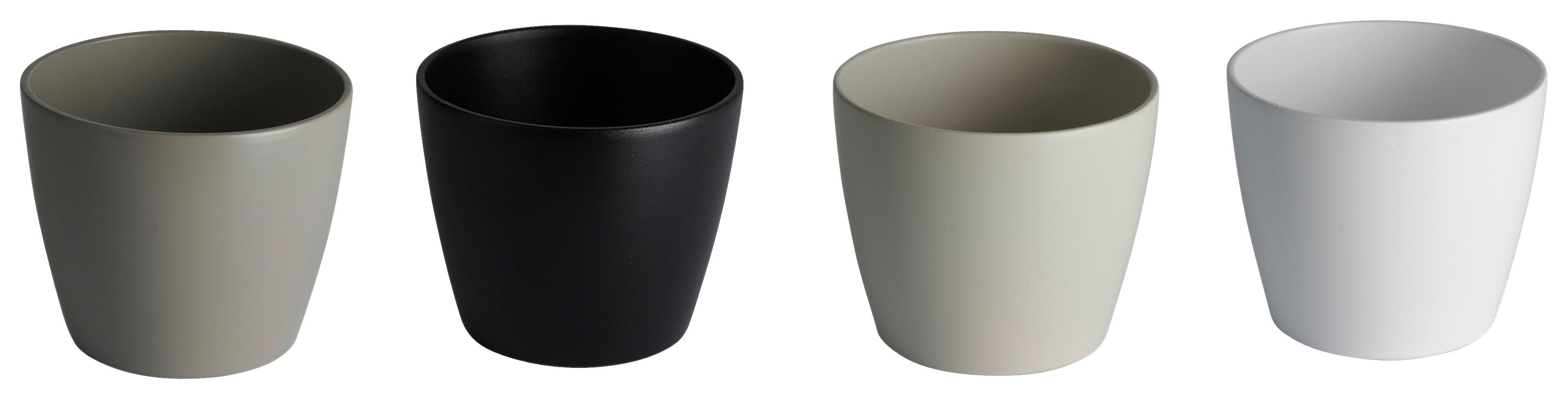 Übertopf Luisa in diversen Farben - Schwarz/Weiß, MODERN, Keramik (12/10cm) - Based