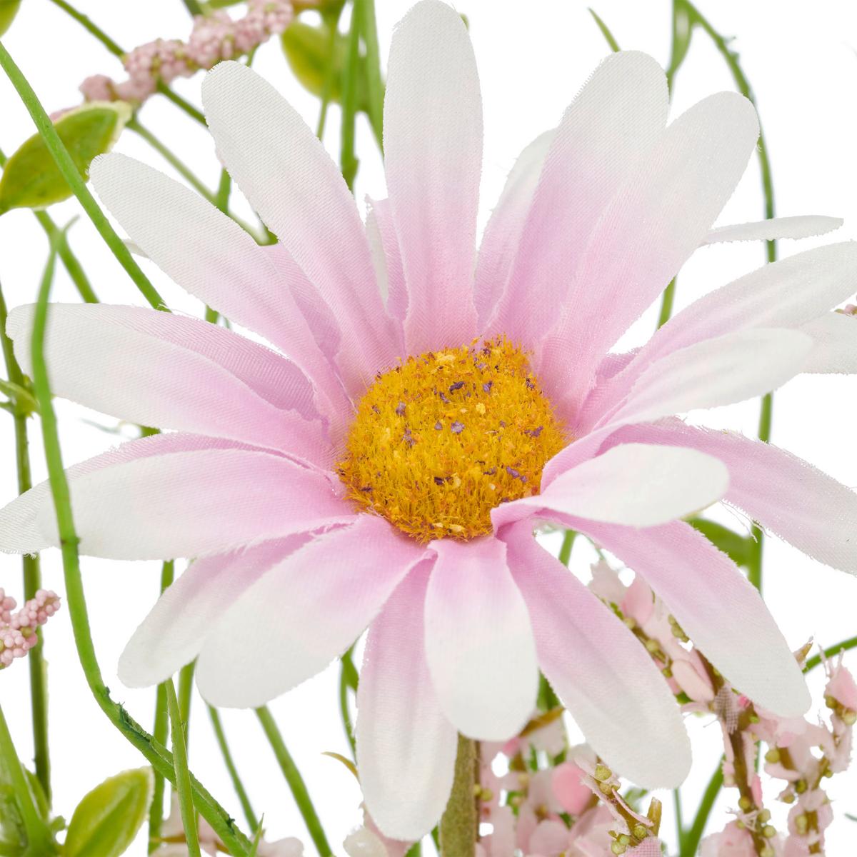 Kunstblume Margeriten-Mix Strauss II Rosa/Grün - Rosa/Grün, Basics, Kunststoff/Textil (65cm) - Mömax