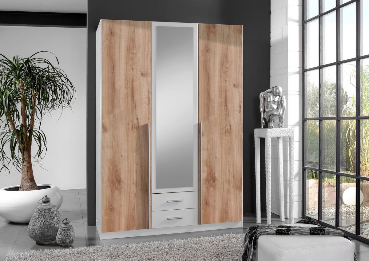 Dulap cu uși rotative Skate - alb/culoare lemn stejar, Modern, material pe bază de lemn (135/198/58cm)