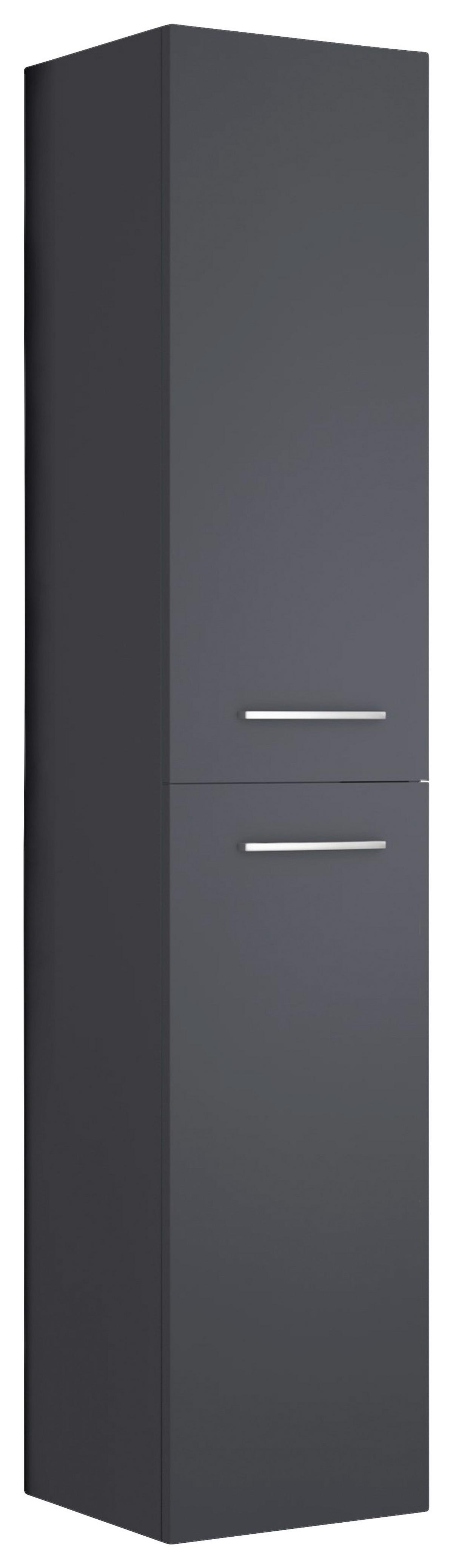 Magasszekrény Nataly - ezüstszínű/antracit, Basics, faalapú anyag/fém (30/130/32cm)