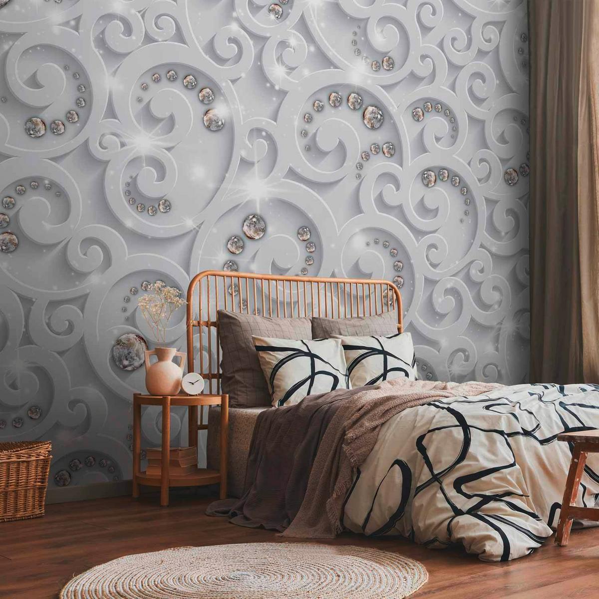 Fototapeta Abstract Glamor, 250x175cm - siva/bela, Basics, tekstil (250/175cm) - artgeist