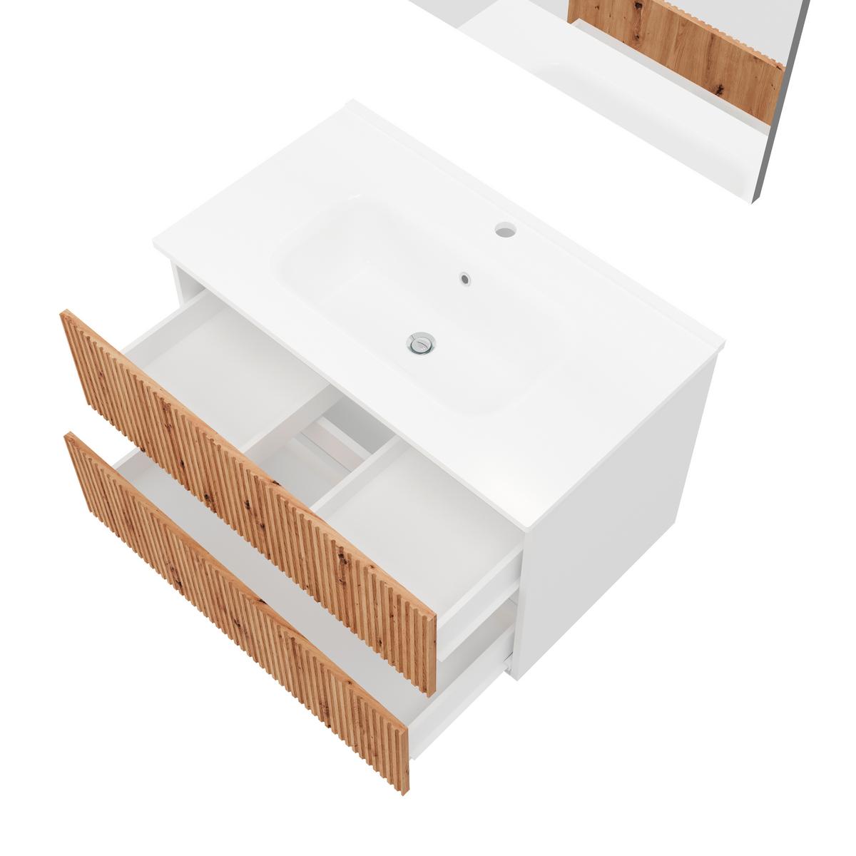 Mobilier de baie Santorini - alb, Modern, ceramică (81/113/46,5cm)