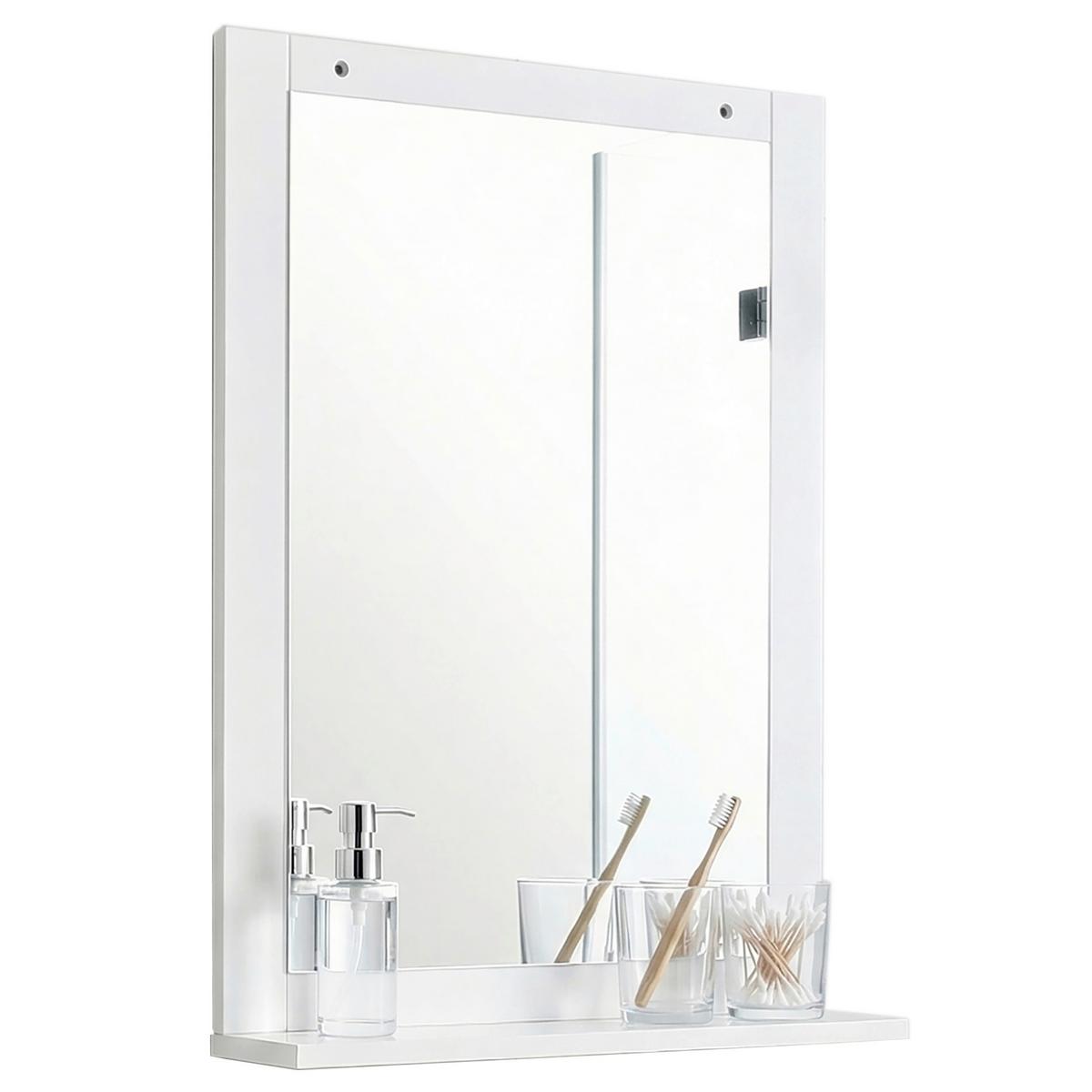 Badezimmerspiegel Flonali - Weiss, Trend, Holzwerkstoff (50/70/12cm) - MID.YOU