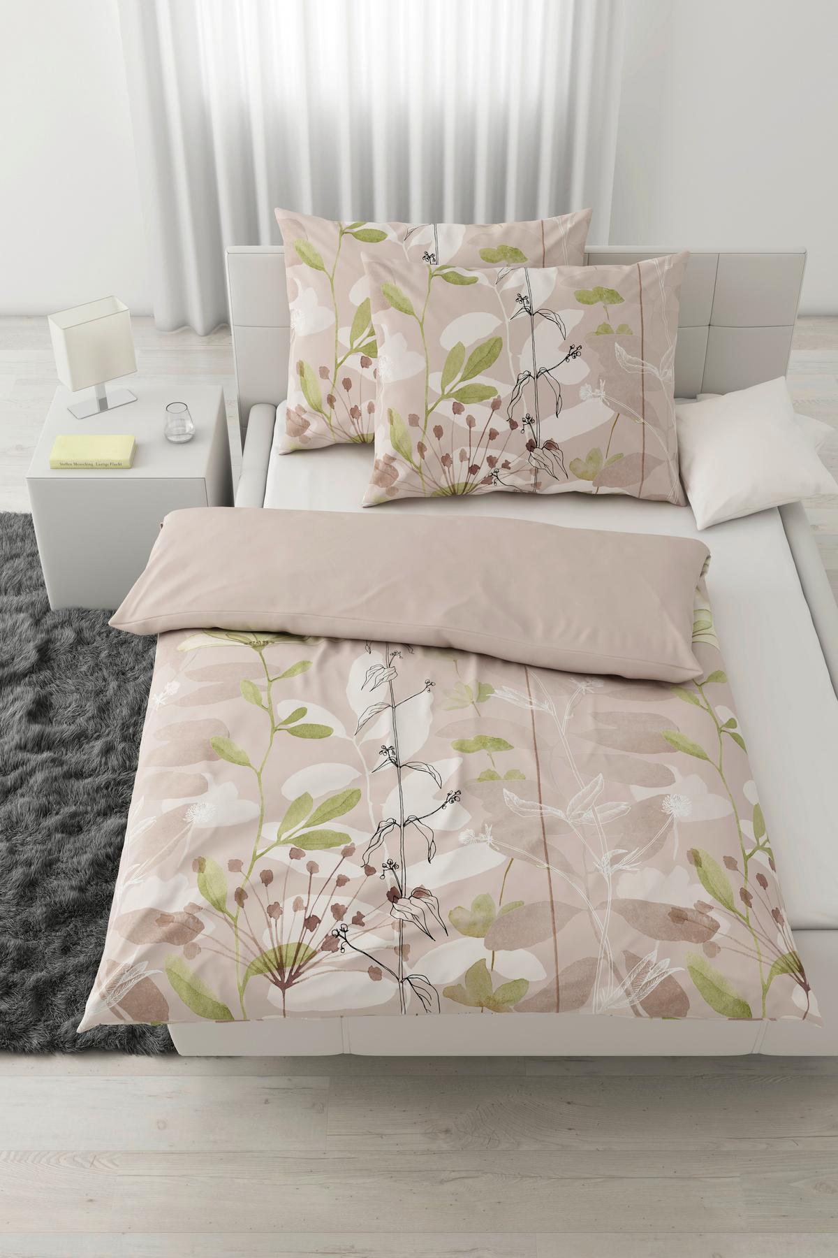 Ágyneműhuzat-garnitúra Kétszemélyes  Loala Xxl - bézs/zöld, Romantik / Landhaus, textil (200/220cm) - Mömax