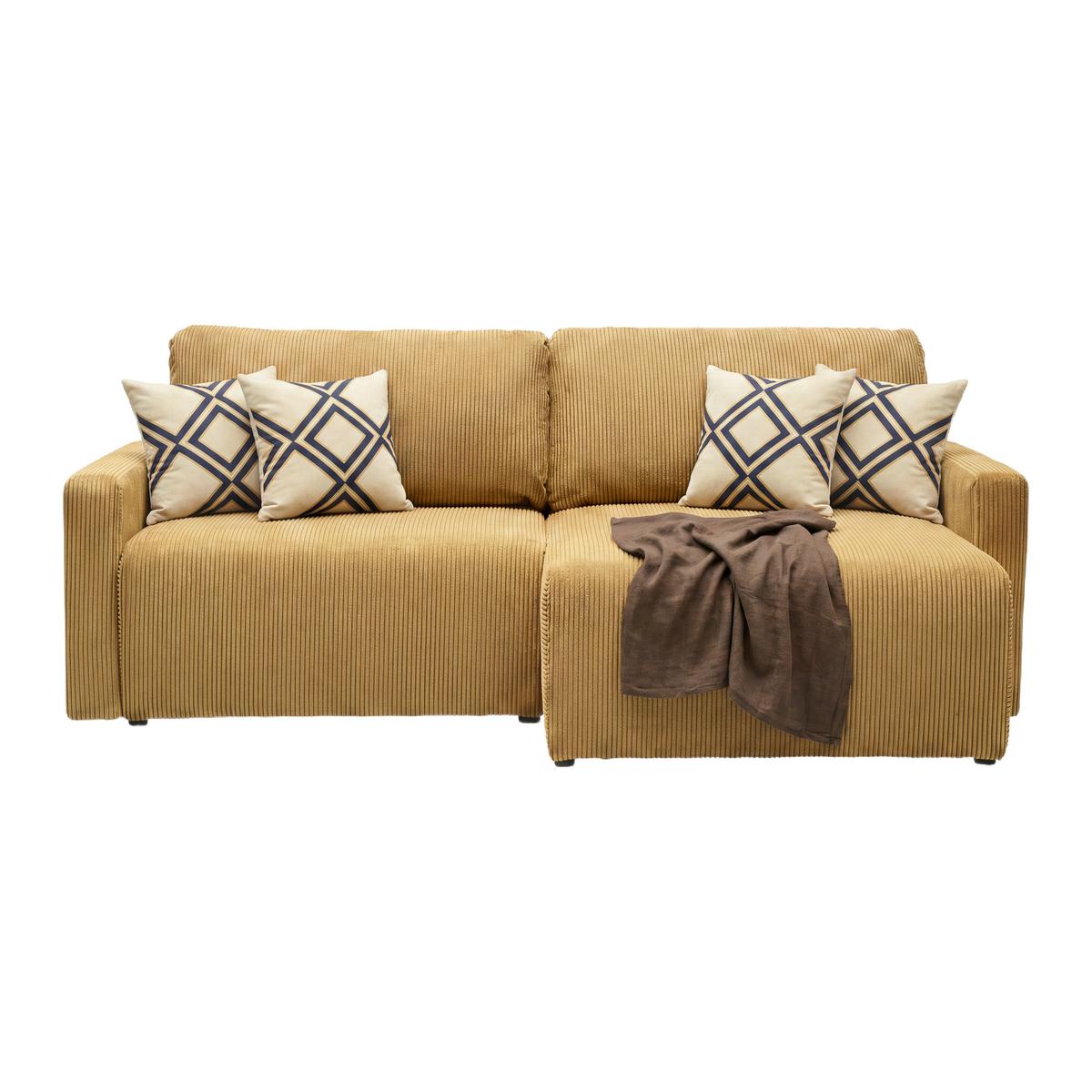 Ecksofa Dave  -Top- -Based- - Senfgelb, Modern, Textil (227/146cm) - Based