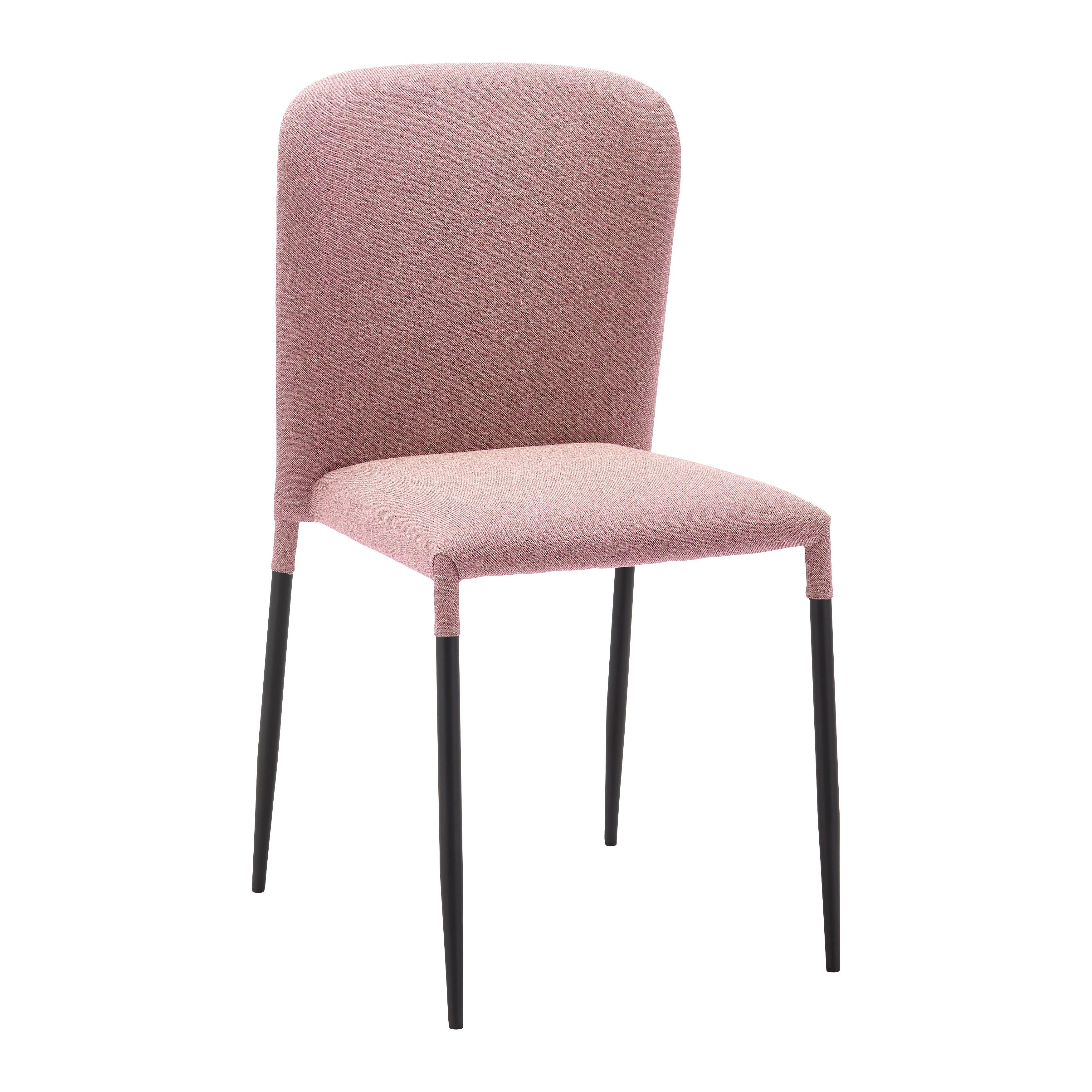 Stuhl Nio Rosa Webstoff Gepolstert - Schwarz/Rosa, MODERN, Holz/Textil (43/86/53cm) - Bessagi Home