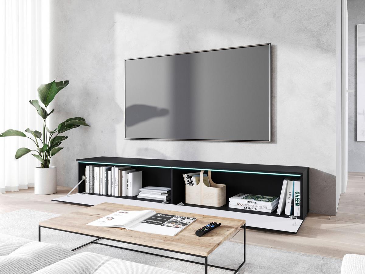 LOWBOARD D180 SCHWARZ B: 180 CM - Schwarz/Grau, Lifestyle, Holzwerkstoff/Kunststoff (180/30/33cm) - P & B