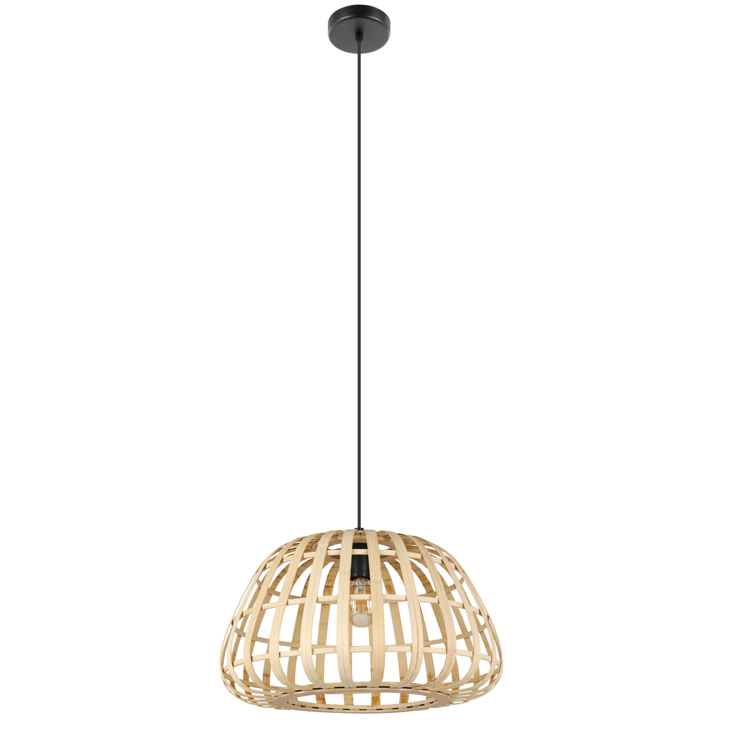 Hängeleuchte 390151*montezuelo - Schwarz, Natur, Holz/Metall (50/150cm) - Eglo