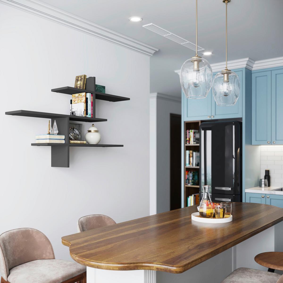 WANDREGAL LEO REGAL - Anthrazit, Design, Holzwerkstoff (123/81/22cm) - Livetastic