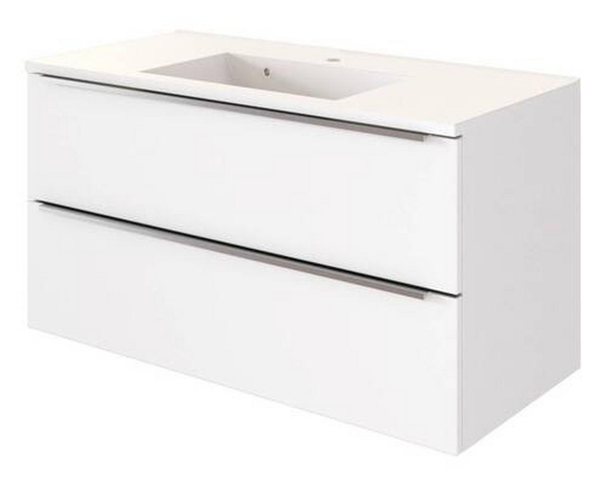 SZAFKA Z UMYWALKĄ GARDA - biały, Konventionell, kamień/materiał drewnopochodny (100cm) - Xora
