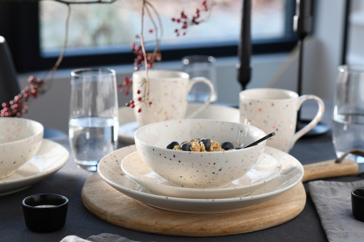 Kombinirani Servis Confetti White, 16-Delni - krem barve, Basics, keramika - Creatable