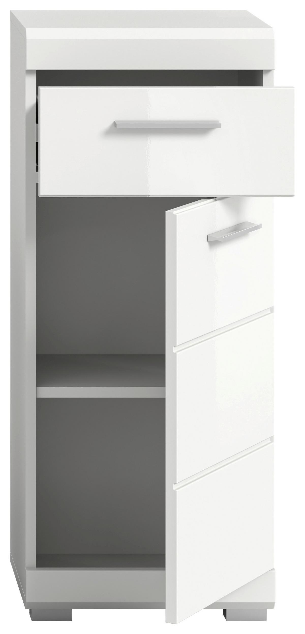 Spodnja Omarica Scout, Bela - srebrne barve/bela, Moderno, umetna masa/leseni material (37/88/31cm) - MID.YOU