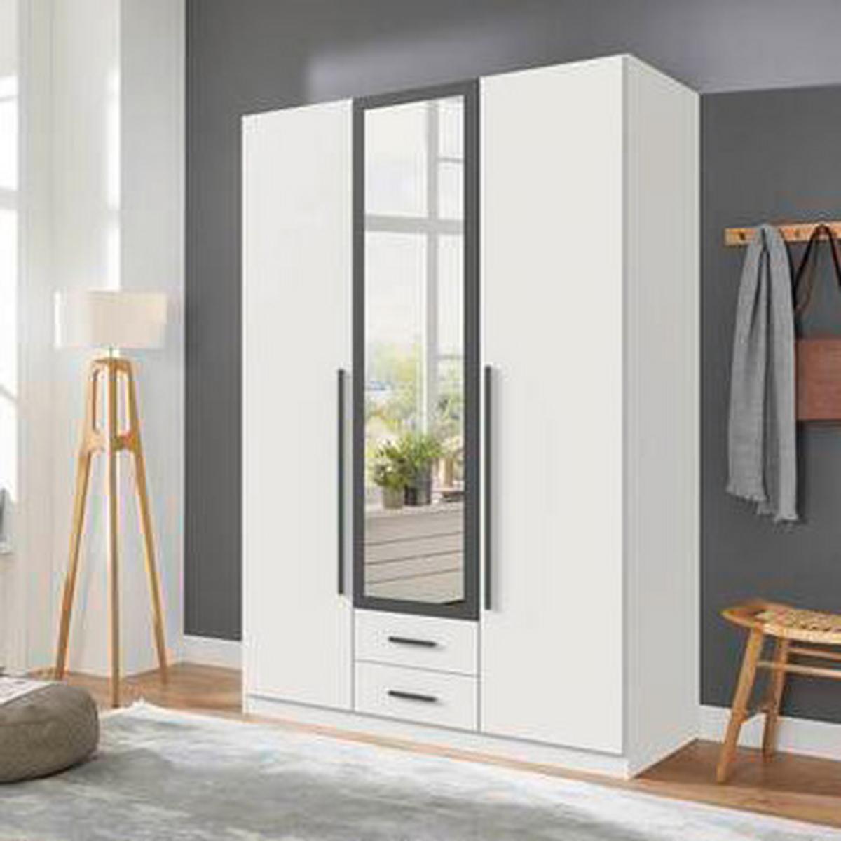 Drehtürenschrank Marburg Graphitfarben/Weiß - Weiss/Graphitfarben, Konventionell, Glas/Holzwerkstoff (135/199/58cm) - Mömax