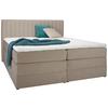 Boxspringbett Simon in Beige ca. 160x200cm - Beige/Schwarz, KONVENTIONELL, Holz/Kunststoff (160/200cm) - Premium Living