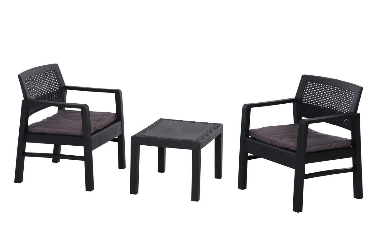 Balkonset Kraka 5-tlg. Anthrazit - Anthrazit, MODERN, Kunststoff (58/74/63cm) - Gardenson