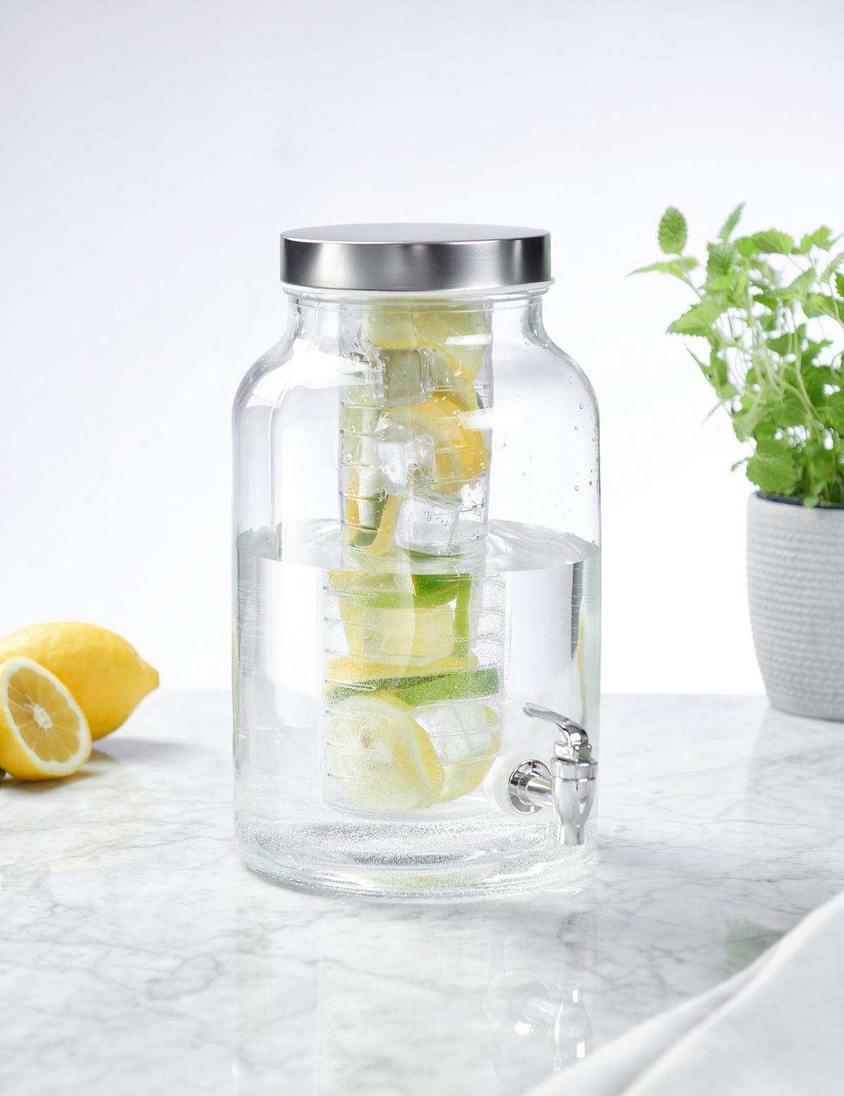 DOZOWNIK DO NAPOJÓW 50684-2 - kolor stalowy/przezroczysty, Basics, tworzywo sztuczne/metal (5,6l) - Novel