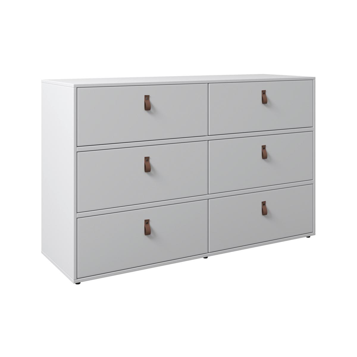 Kommode Mick Weiß MDF - Schwarz/Braun, MODERN, Kunststoff/Textil (120/75/40cm) - Bessagi Home