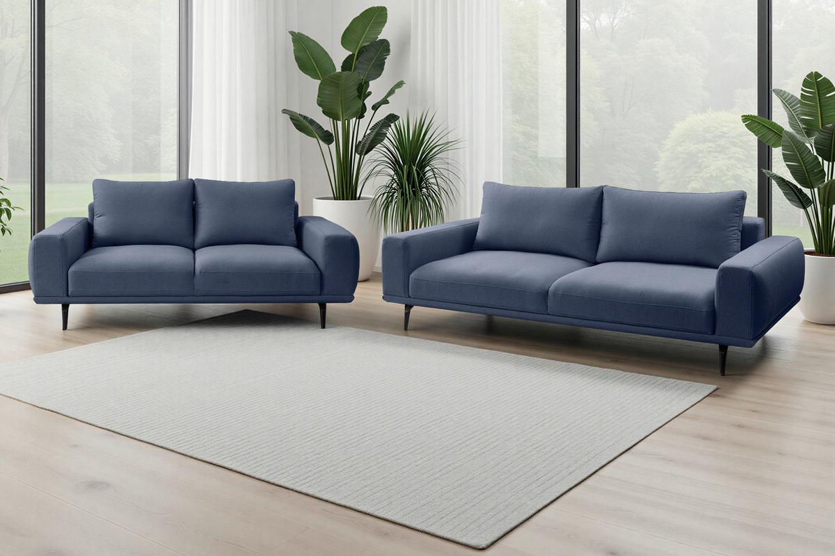 Canapea cu 3 locuri SELENE - albastru închis, Modern, textil (242/89/115cm) - MID.YOU