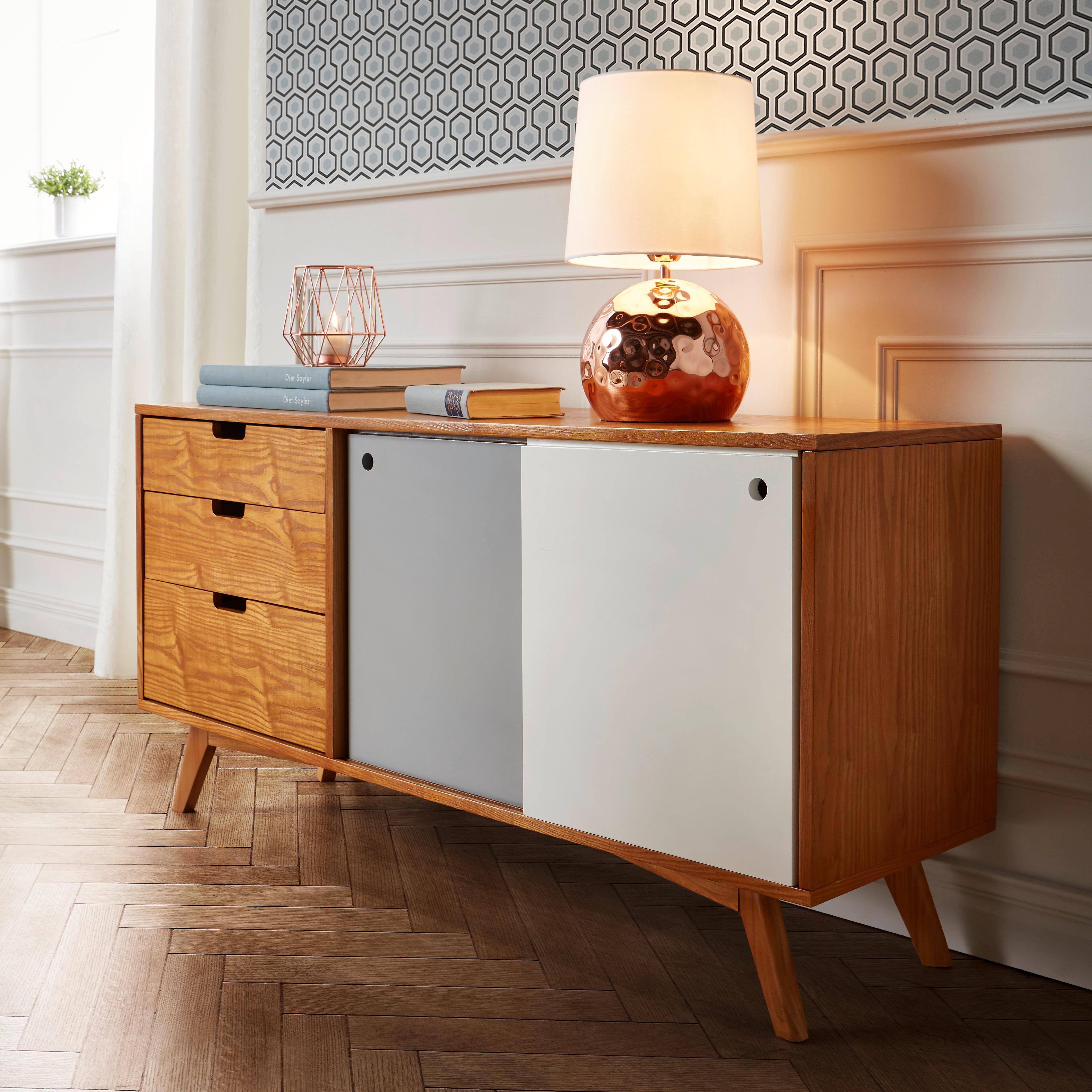 Sideboard in Ulmefarben/ Grau/Weiß "Jillian" - Weiss/Ulmefarben, Modern, Holz (120/60/35cm) - Bessagi Home