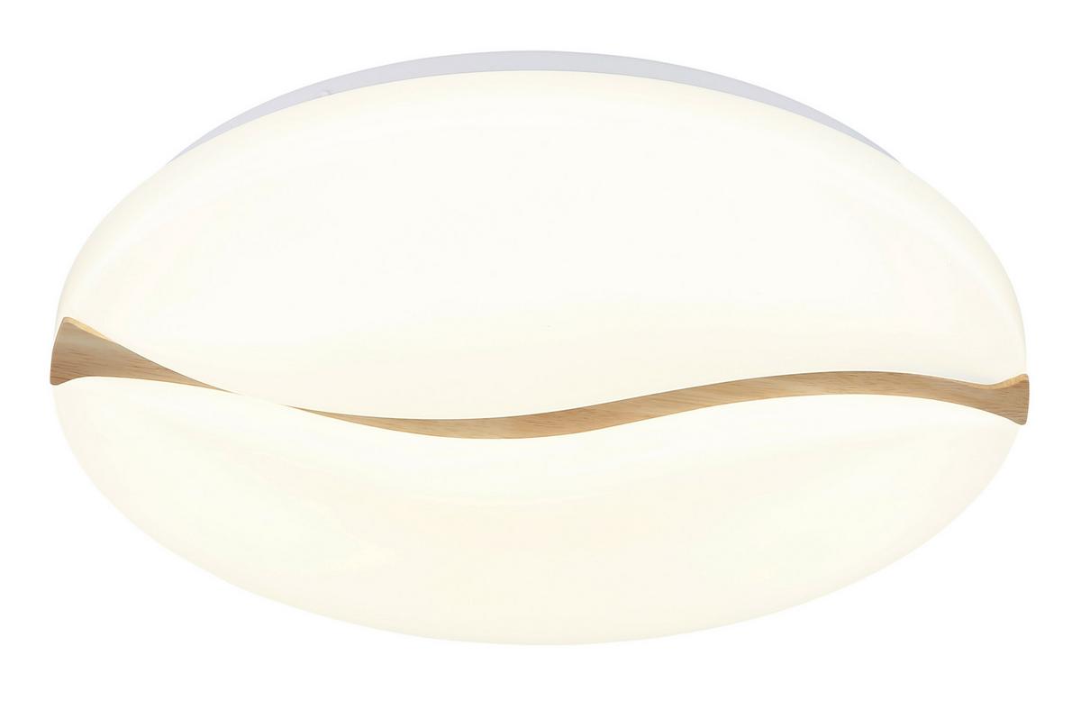 LED-DECKENLEUCHTE 41790-18 LETICIA - Weiss/Braun, Basics, Holz/Kunststoff (33/7cm) - Globo